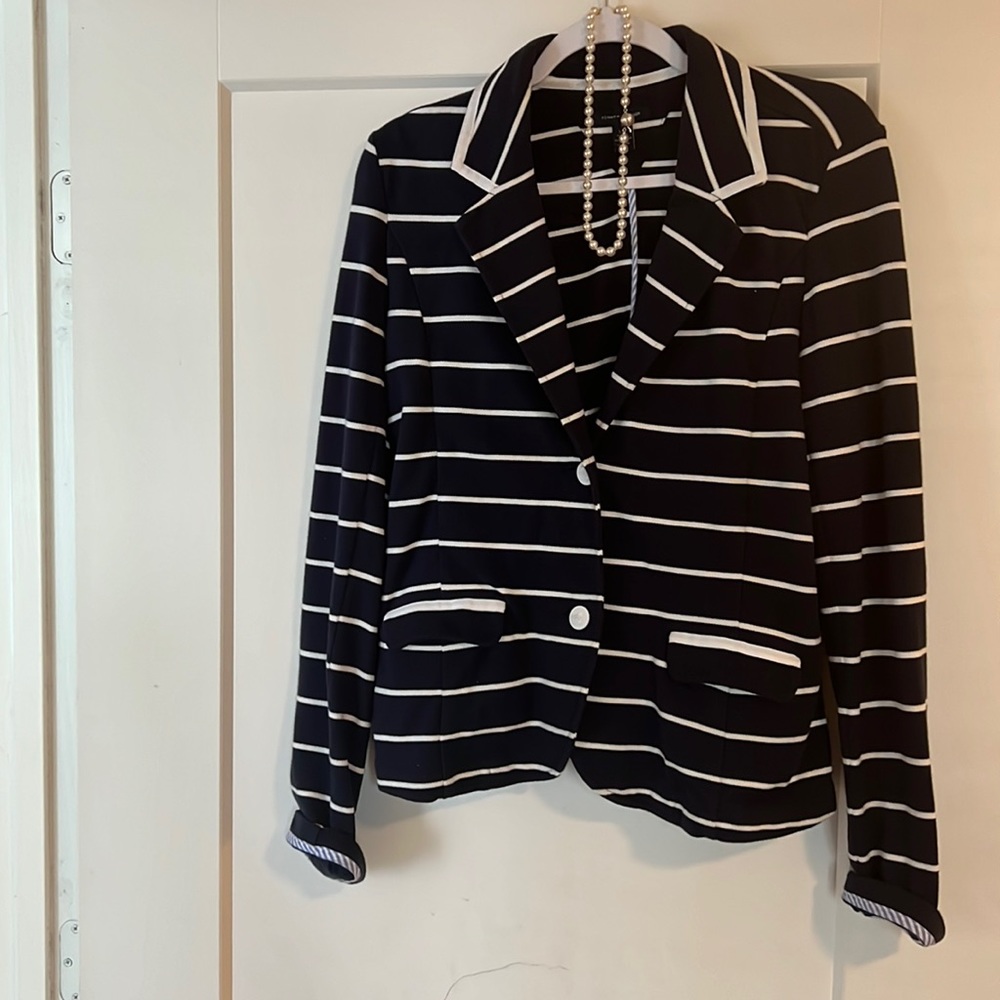 Stretch Tommy Hilfiger Blue striped blazer gently used no stains or rips
